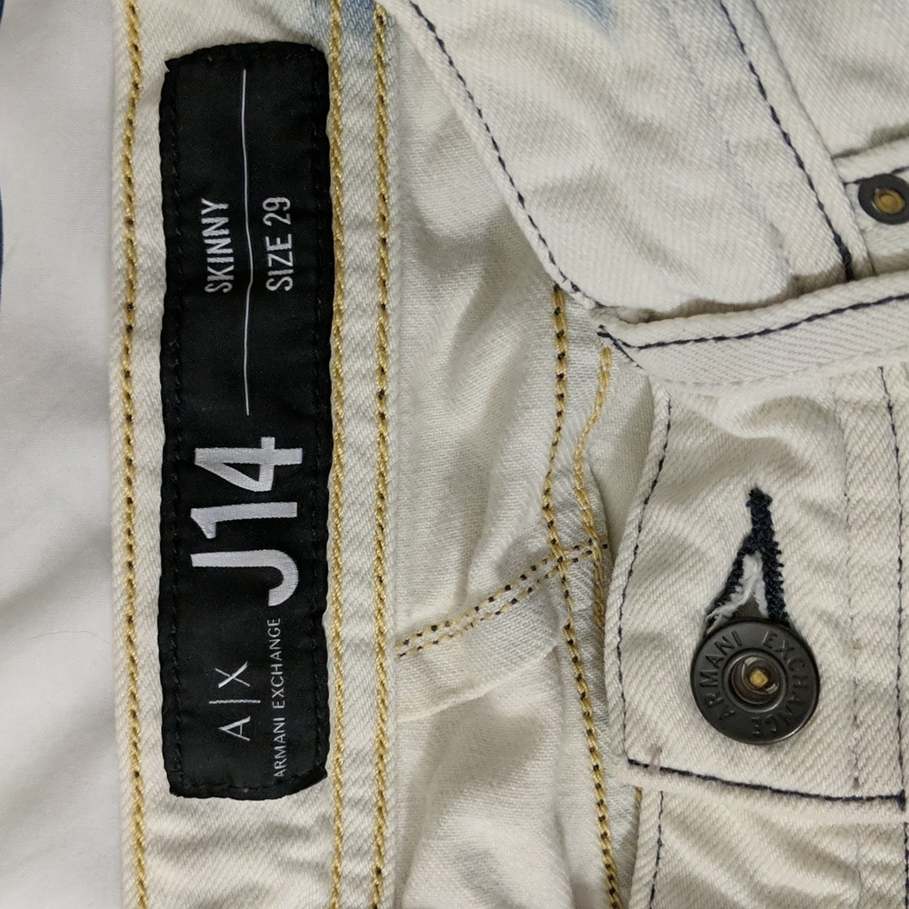 Armani Exchange J14 Skinny 29 waist white/blue jeans - Picture 2 of 5
